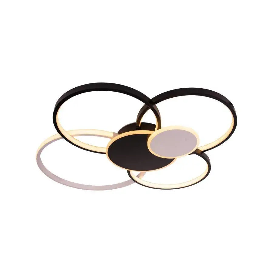 Lustra LED cu telecomanda  LACERTA, 74W, 6 Cercuri, lumina Rece/Calda/Neutra, Dimabila, Negru