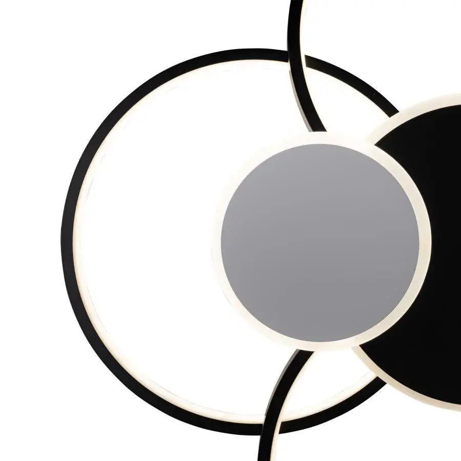 Lustra LED cu telecomanda  LACERTA, 74W, 6 Cercuri, lumina Rece/Calda/Neutra, Dimabila, Negru