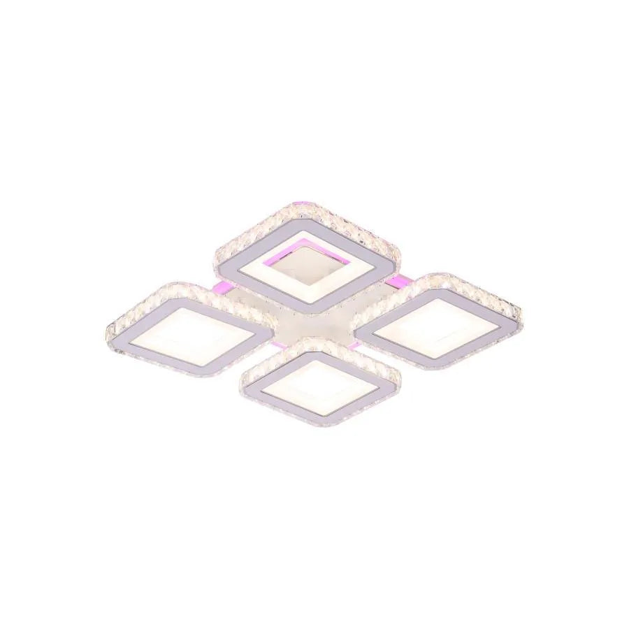 Lustra LED Leila cu Telecomanda, 79W, Crom cu Alb, Metal si Cristal, Dimabila, RGB