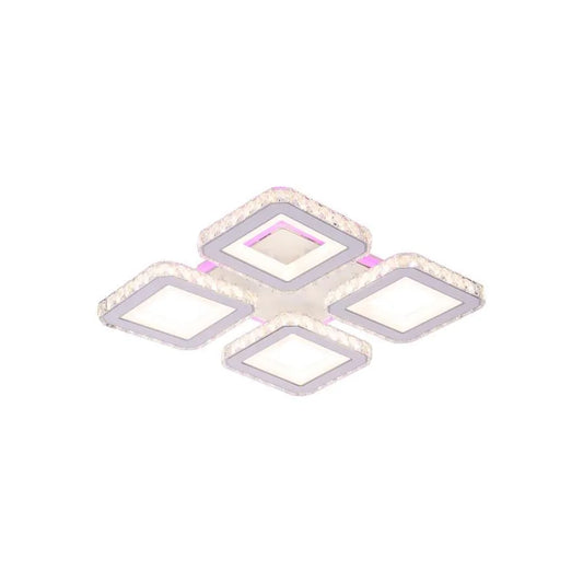 Lustra LED Leila cu Telecomanda, 79W, Crom cu Alb, Metal si Cristal, Dimabila, RGB