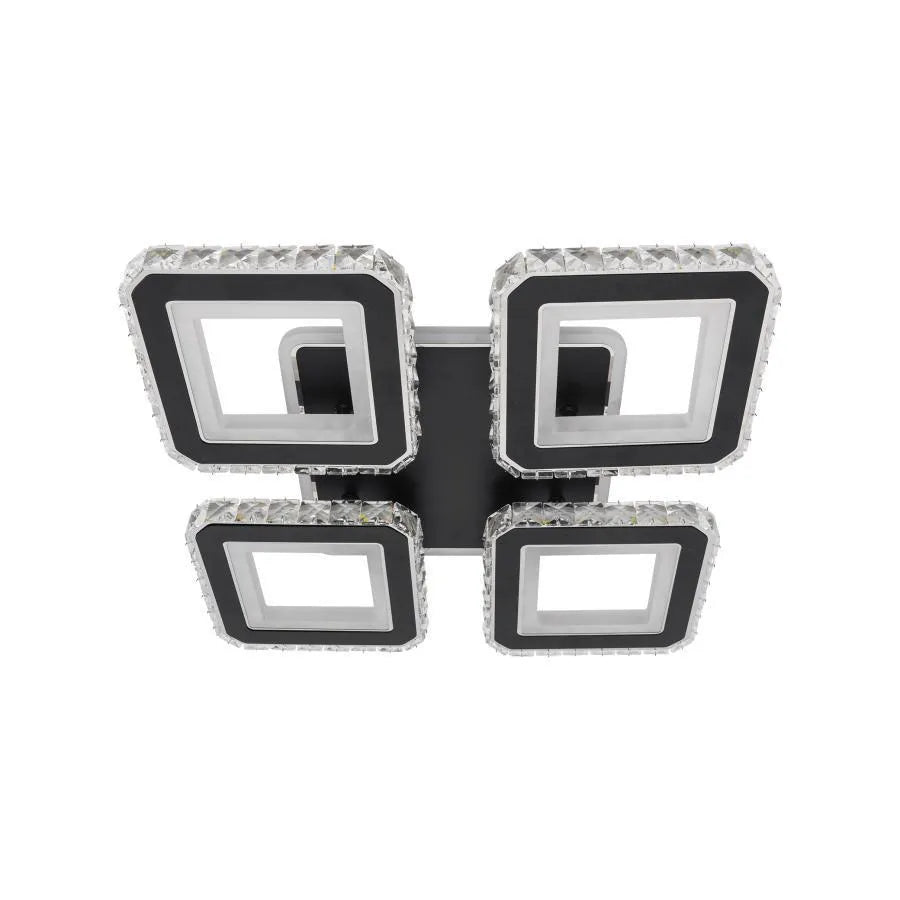 Lustra LED cu telecomanda LEILA, 79W, 4 Patrate, lumina Rece/Calda/Neutra, Dimabila, Negru