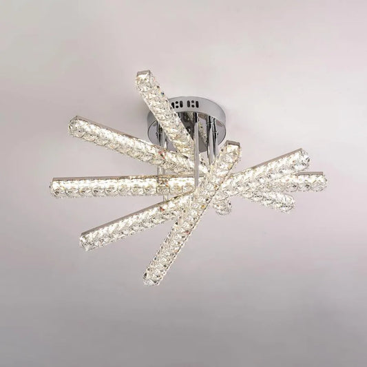 Lustra LED cu telecomanda LUELLA, 68W, Liniara, lumina Rece/Calda/Neutra, Dimabila, Argintiu