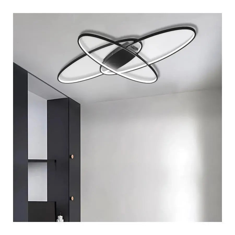 Lustra LED ORBITA cu Telecomanda, 140W, Lumina Rece/Calda/Neutra, Dimabila, Negru