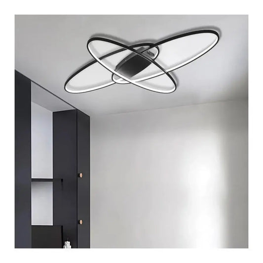 Lustra LED ORBITA cu Telecomanda, 140W, Lumina Rece/Calda/Neutra, Dimabila, Negru