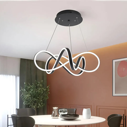 Lustra LED suspendata cu telecomanda INFINITY HALO, 138W, lumina Rece/Calda/Neutra, Dimabila, Negru, Inaltime Reglabila