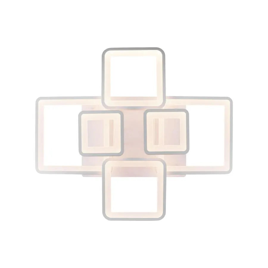 Lustra LED cu Telecomanda, ELLA, 6 Patrate, 124W, Lumina Rece/Calda/Neutra, Dimabila, Alb