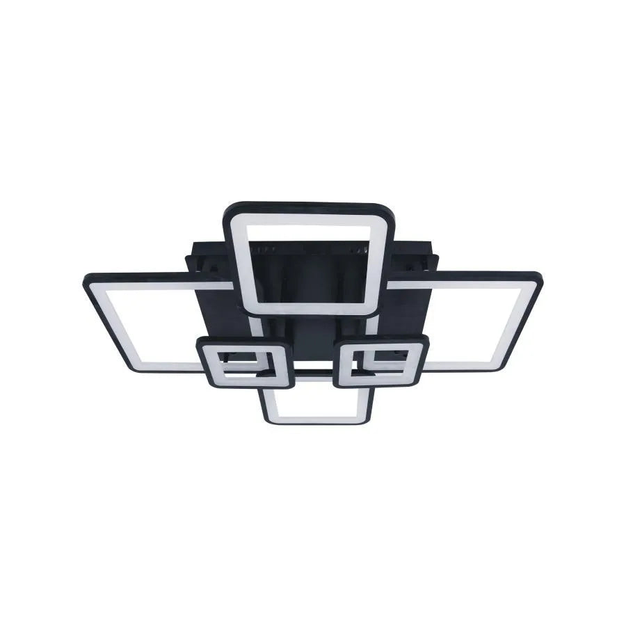 Lustra LED cu Telecomanda, ELLA, 6 Patrate, 124W, Lumina Rece/Calda/Neutra, Dimabila, Negru