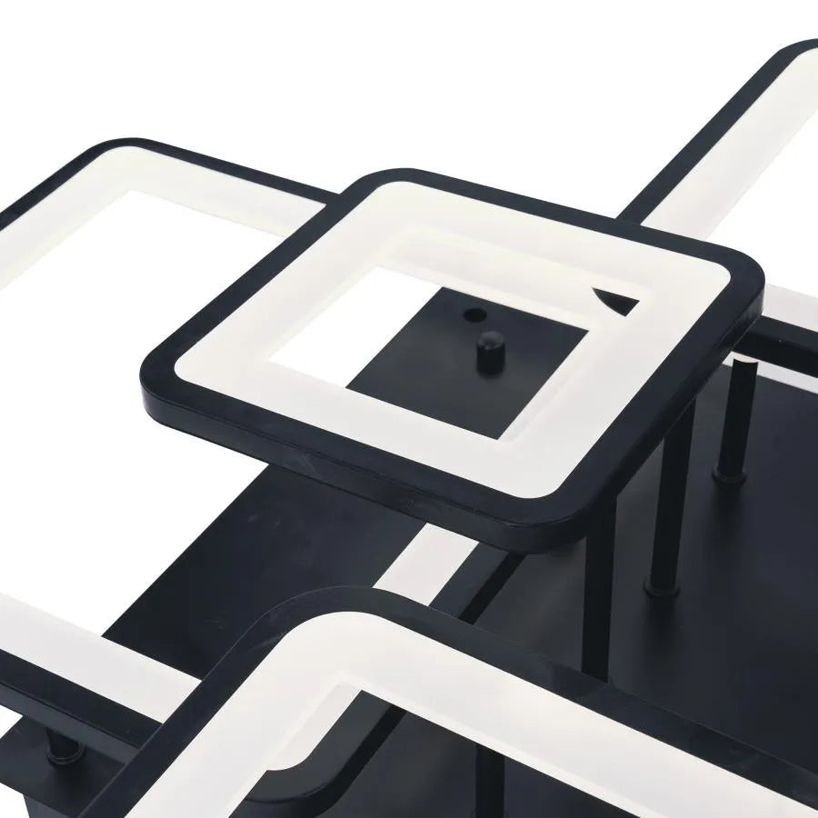 Lustra LED cu Telecomanda, ELLA, 6 Patrate, 124W, Lumina Rece/Calda/Neutra, Dimabila, Negru