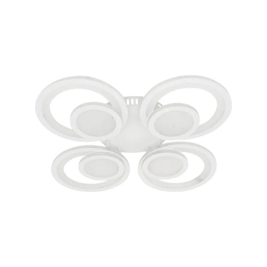Lustra LED cu telecomanda NEREDIS, 120W, 4 Cercuri, lumina Rece/Calda/Neutra, Dimabila, Alb