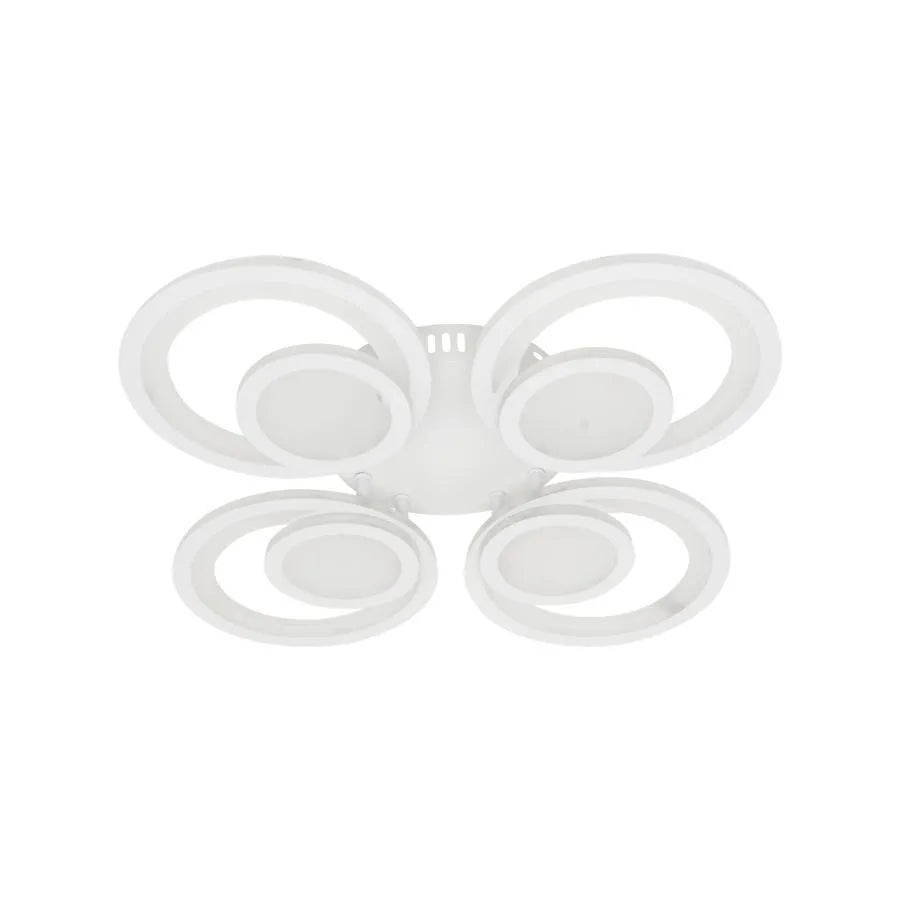 Lustra LED cu telecomanda NEREDIS, 120W, 4 Cercuri, lumina Rece/Calda/Neutra, Dimabila, Alb