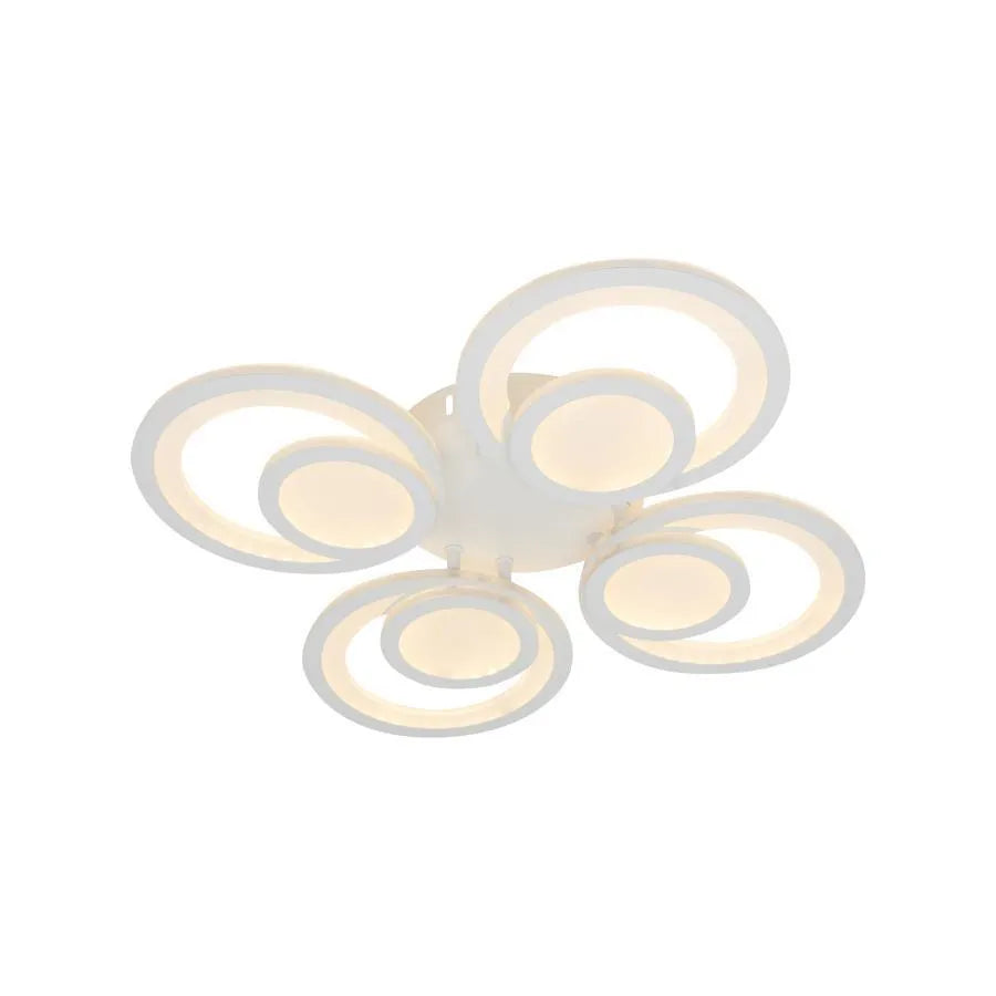 Lustra LED cu telecomanda NEREDIS, 120W, 4 Cercuri, lumina Rece/Calda/Neutra, Dimabila, Alb