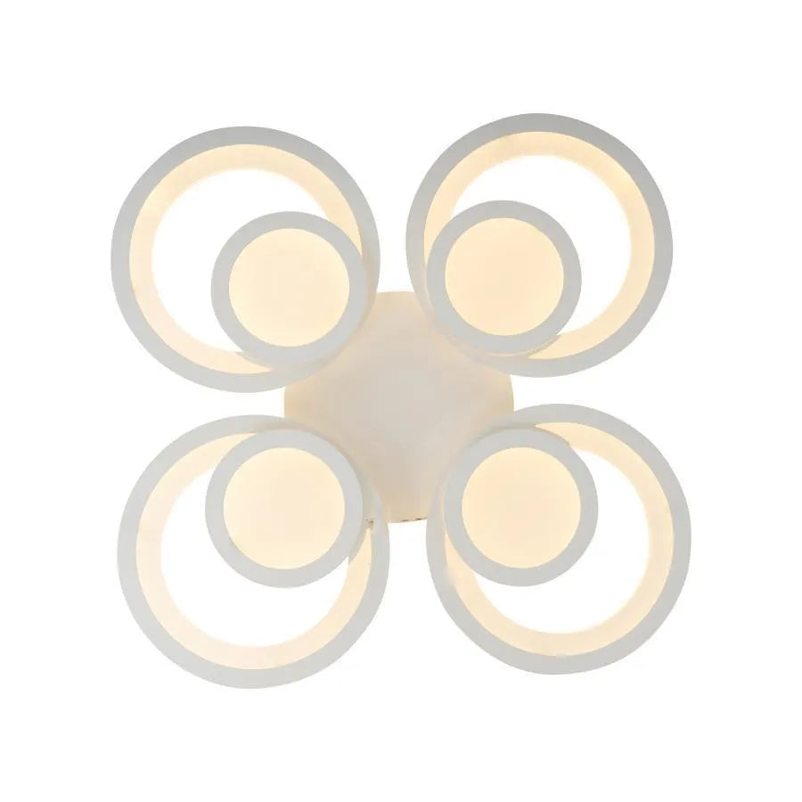 Lustra LED cu telecomanda NEREDIS, 120W, 4 Cercuri, lumina Rece/Calda/Neutra, Dimabila, Alb