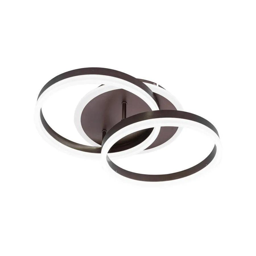 Lustra LED cu Telecomanda LYRA, 120W, 2 Cercuri, Dimabila, Coffe Periat, Lumina Rece/Calda/Neutra