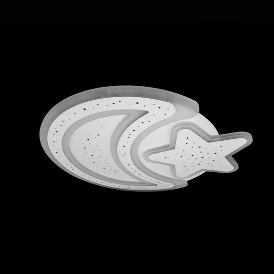 Lustra LED Luna si Stea RGB cu telecomanda Coralia 80W Lumina Rece/Calda/Neutra Dimabila Alb