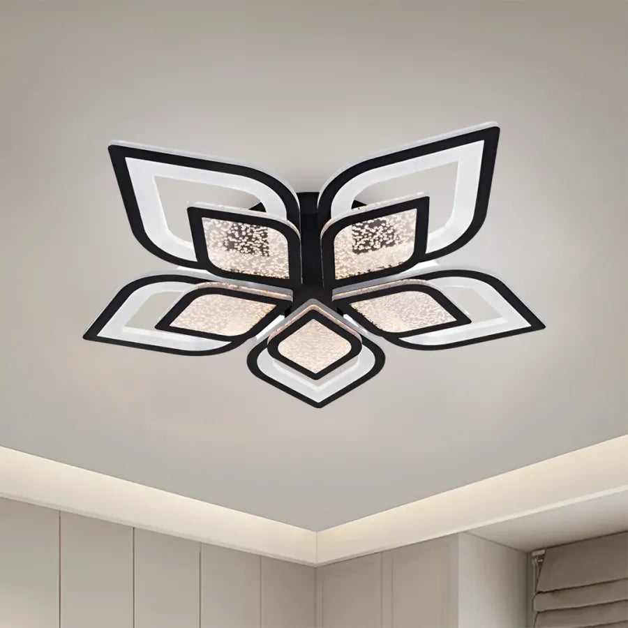 Lustra LED cu telecomanda DALIA, 170W, 5 Petale, lumina Rece/Calda/Neutra, Dimabila, Negru