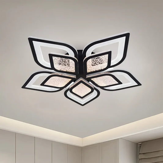 Lustra LED cu telecomanda DALIA, 170W, 5 Petale, lumina Rece/Calda/Neutra, Dimabila, Negru