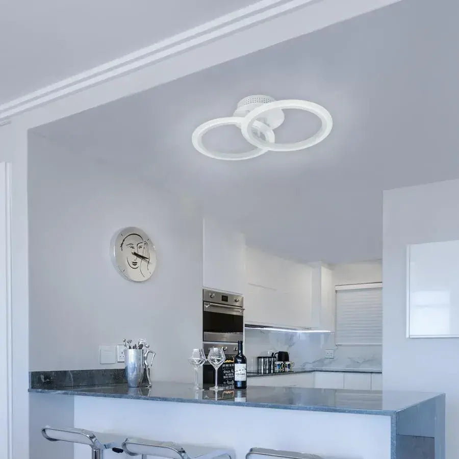 Lustra LED cu telecomanda BETTY, 28W, 2 Cercuri, lumina Rece/Calda/Neutra, Dimabila, Alb