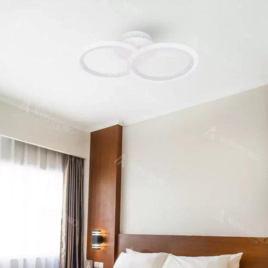 Lustra LED cu telecomanda BETTY, 28W, 2 Cercuri, lumina Rece/Calda/Neutra, Dimabila, Alb