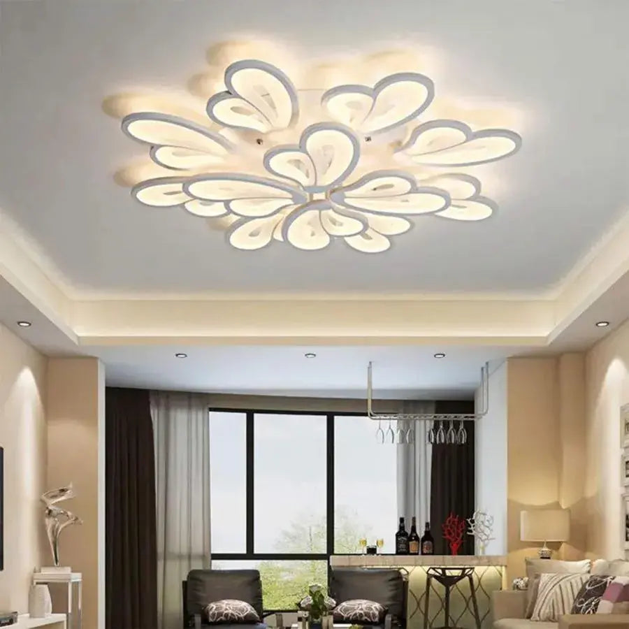 Lustra LED cu telecomanda BLOSSOM Grand, 143W, 12 Elemente, lumina Rece/Calda/Neutra, Dimabila, Alb