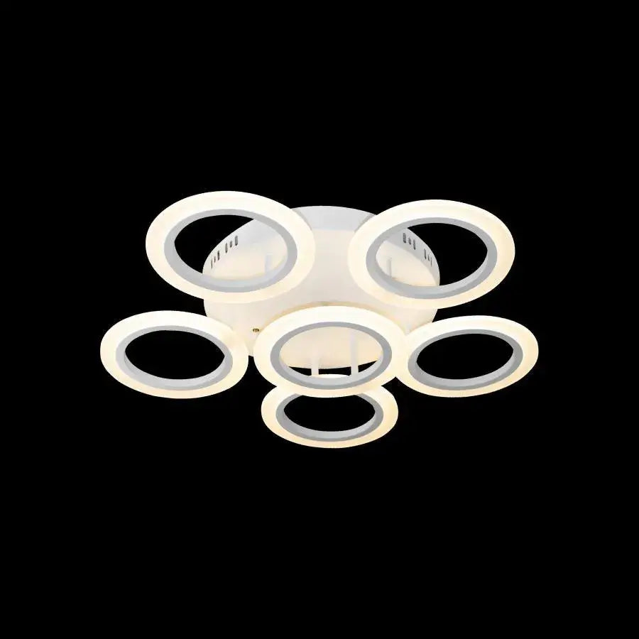 Lustra LED cu telecomanda BOEME, 50W, 6 Cercuri, lumina Rece/Calda/Neutra, Dimabila, Alb