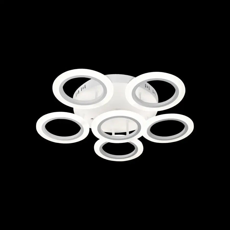 Lustra LED cu telecomanda BOEME, 50W, 6 Cercuri, lumina Rece/Calda/Neutra, Dimabila, Alb