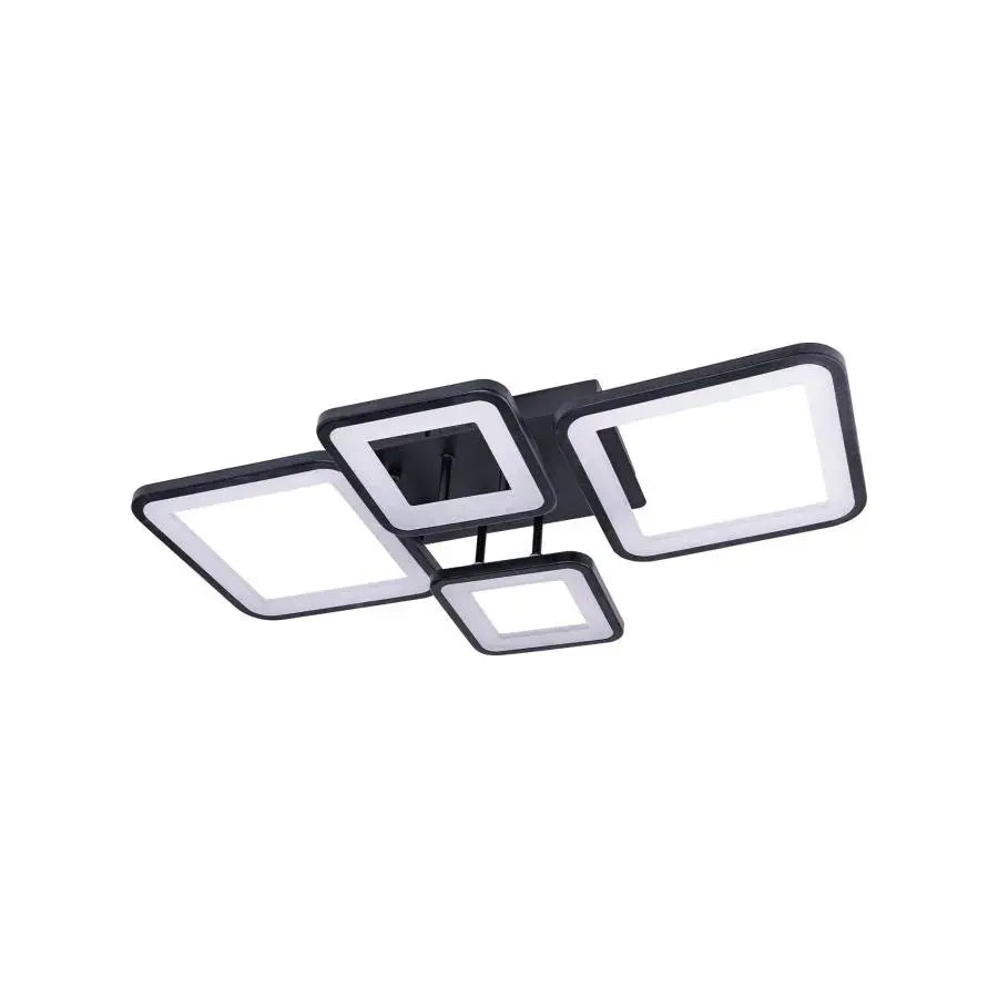 Lustra LED cu Telecomanda, ELLA, 4 Patrate, 85W, Lumina Rece/Calda/Neutra, Dimabila, Negru