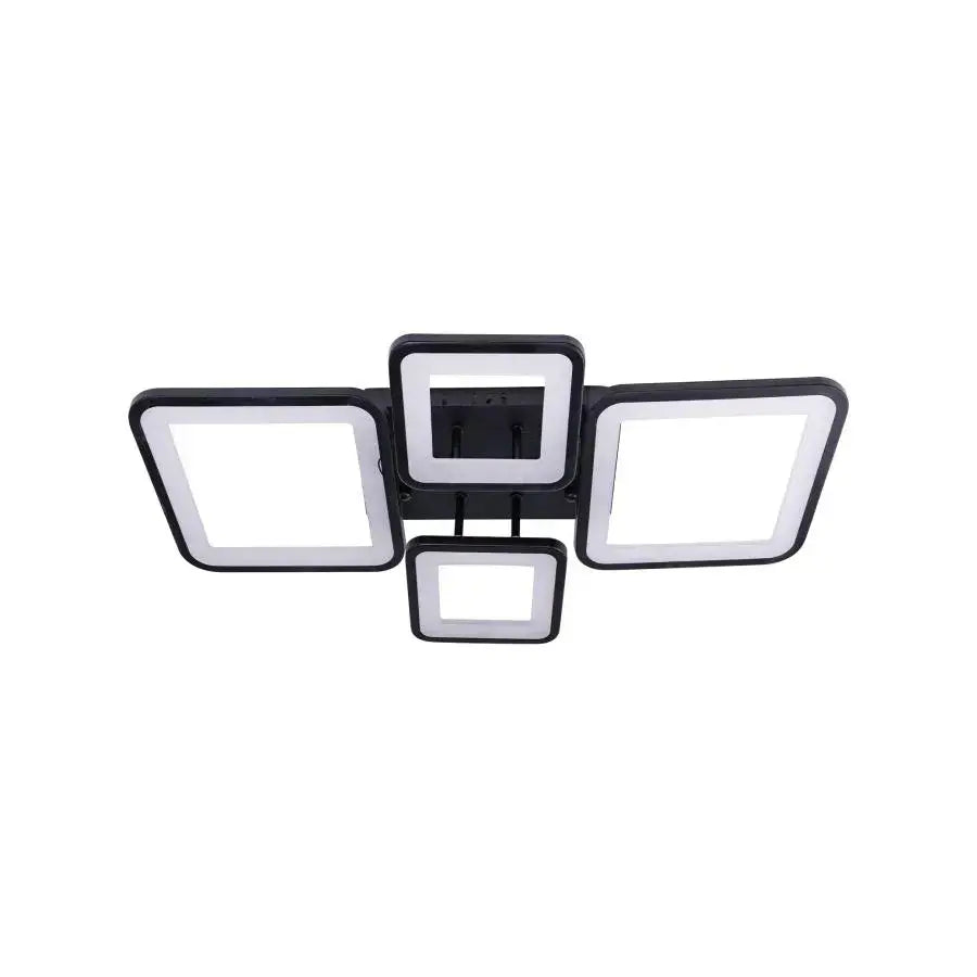 Lustra LED cu Telecomanda, ELLA, 4 Patrate, 85W, Lumina Rece/Calda/Neutra, Dimabila, Negru