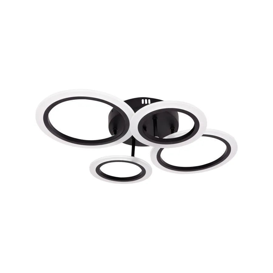 Lustra LED cu telecomanda NATHANIEL, 44W, 4 Cercuri, lumina Rece/Calda/Neutra, Dimabila, Negru