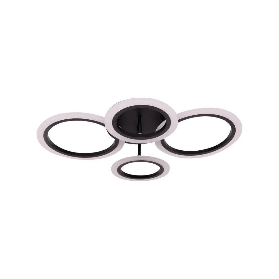 Lustra LED cu telecomanda NATHANIEL, 44W, 4 Cercuri, lumina Rece/Calda/Neutra, Dimabila, Negru