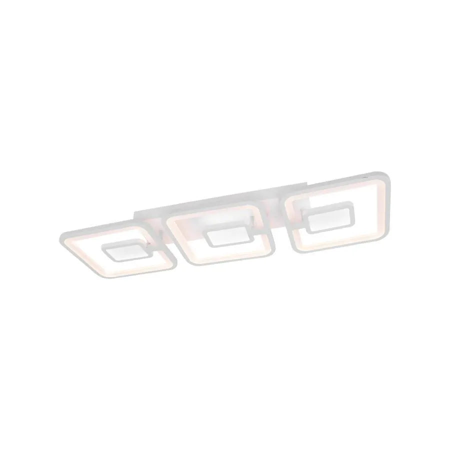 Lustra LED cu telecomanda  FELIX, 75W, 3 Patrate, lumina Rece/Calda/Neutra, Dimabila, Alb