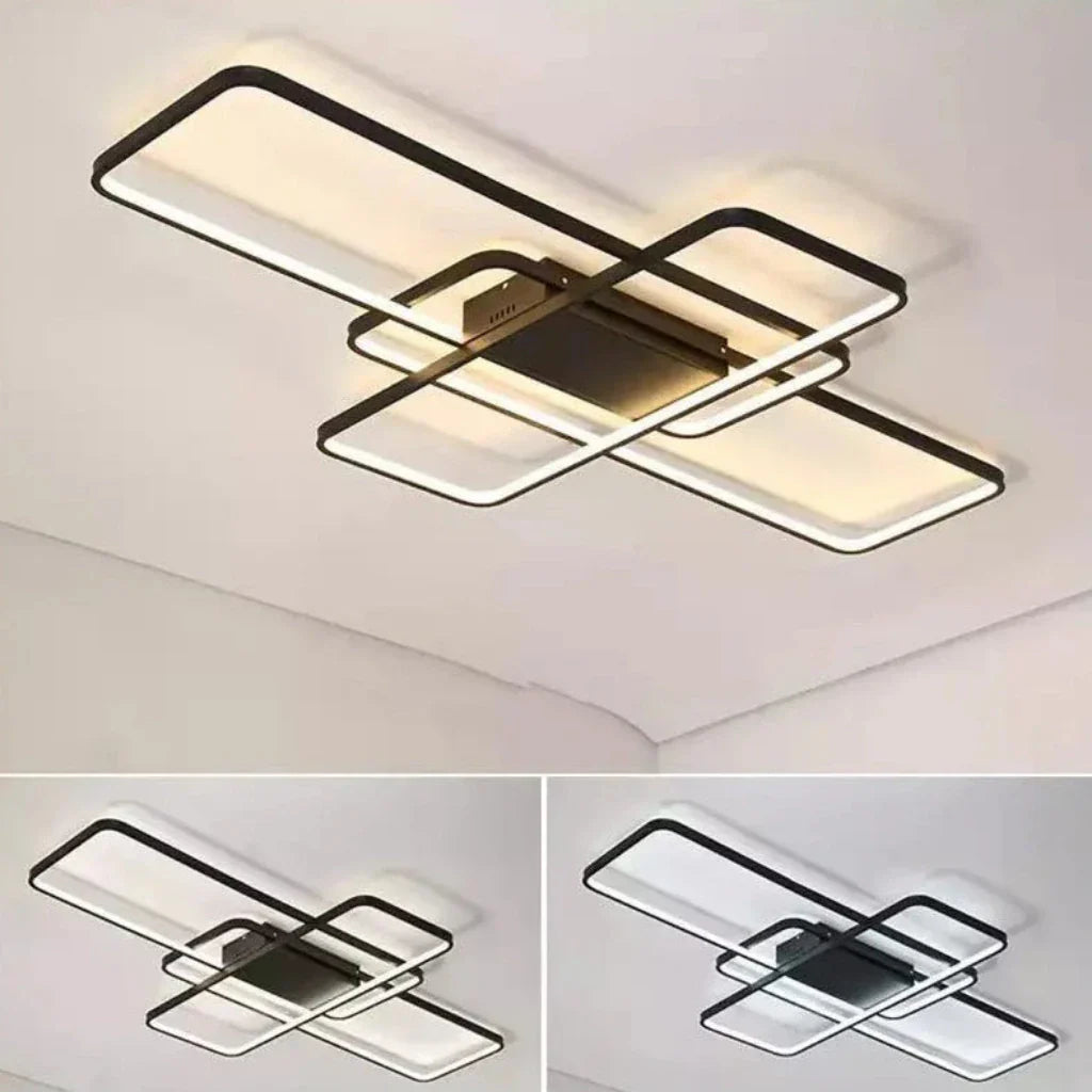 Lustra LED cu telecomanda AXIS, 96W, 3 Elemente,, lumina Rece/Calda/Neutra, Dimabila, Negru