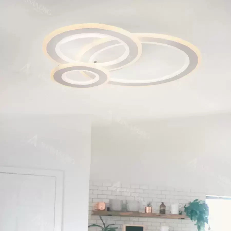 Lustra LED  KYLIE, 77W, 3 Cercuri, lumina Rece/Calda/Neutra, Alb