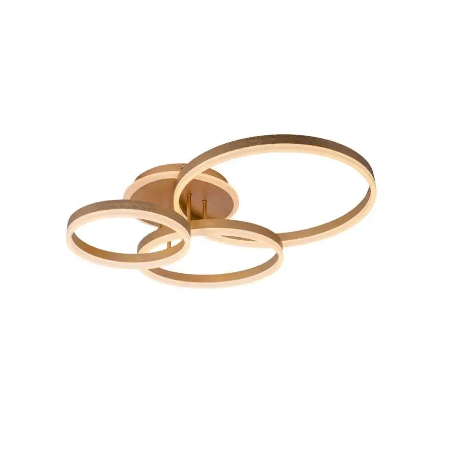 Lustra LED cu Telecomanda LYRA, 100W, 3 Cercuri, Dimabila, Auriu Periat, Lumina Rece/Calda/Neutra