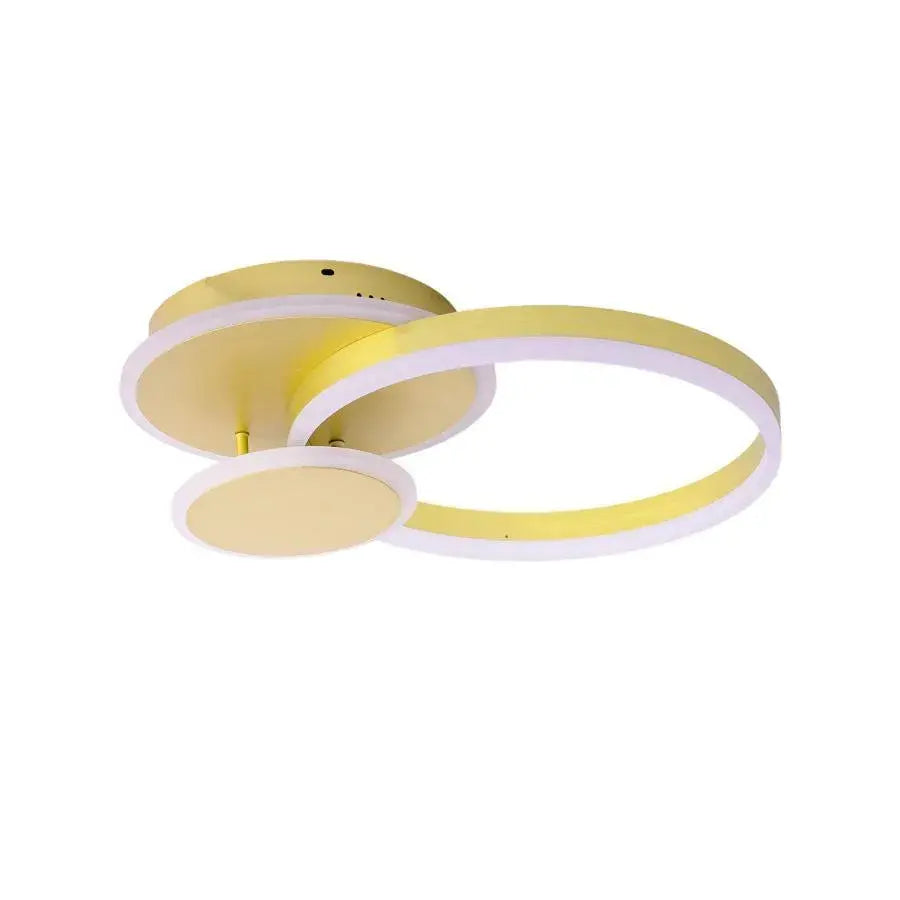 Lustra LED cu Telecomanda LYRA, 102W, 2 Cercuri, Dimabila, Auriu Periat, Lumina Rece/Calda/Neutra