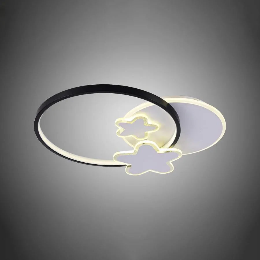 Lustra LED cu telecomanda SANDRINA, 106W,  lumina Rece/Calda/Neutra, Dimabila, Negru Alb
