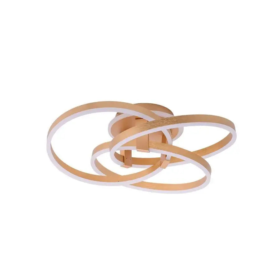 Lustra LED cu Telecomanda LYRA, 174W, 3 Cercuri, Dimabila, Auriu Periat, Lumina Rece/Calda/Neutra