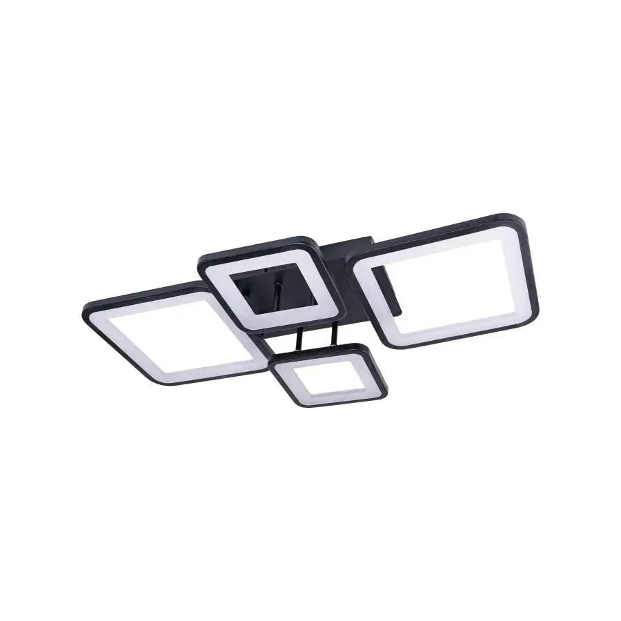 Lustra LED cu telecomanda SVANA, 106W, 4 Patrate, lumina Rece/Calda/Neutra, Dimabila, Negru