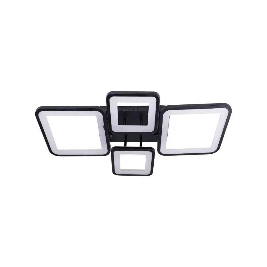 Lustra LED cu telecomanda SVANA, 106W, 4 Patrate, lumina Rece/Calda/Neutra, Dimabila, Negru