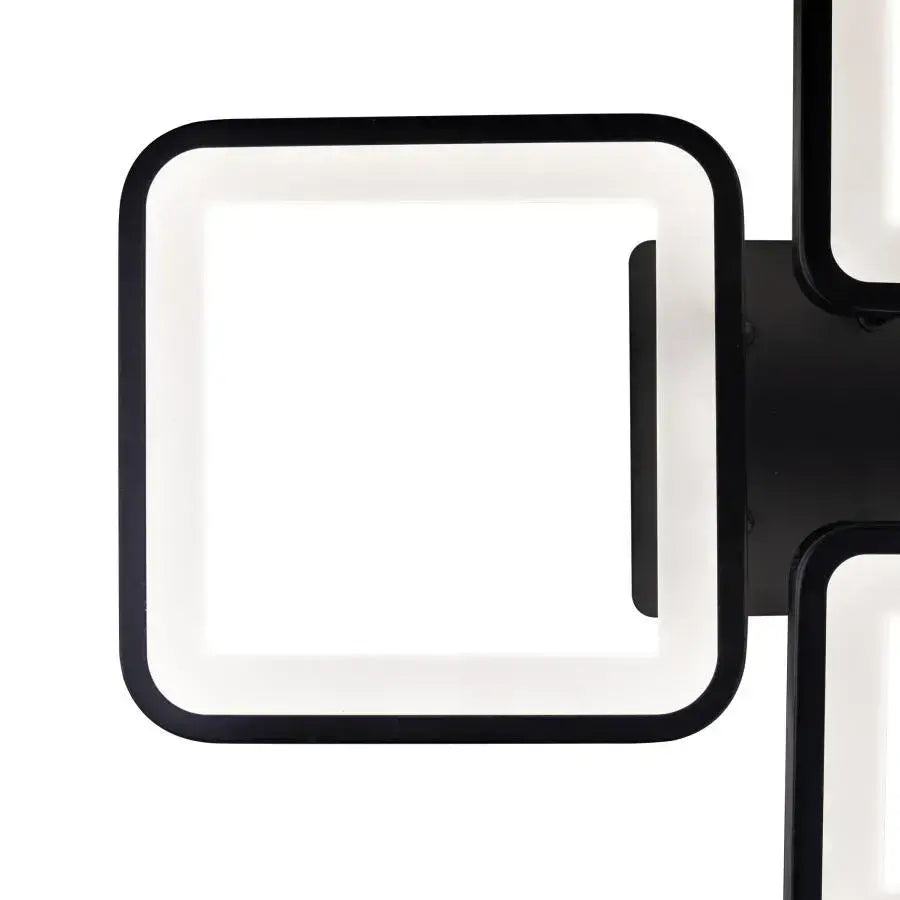 Lustra LED cu telecomanda SVANA, 106W, 4 Patrate, lumina Rece/Calda/Neutra, Dimabila, Negru