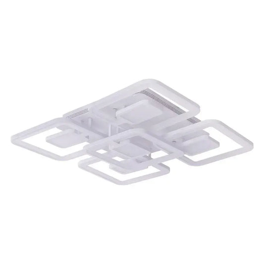 Lustra LED cu telecomanda FELIX, 107W, 5 Patrate, lumina Rece/Calda/Neutra, Dimabila, Alb