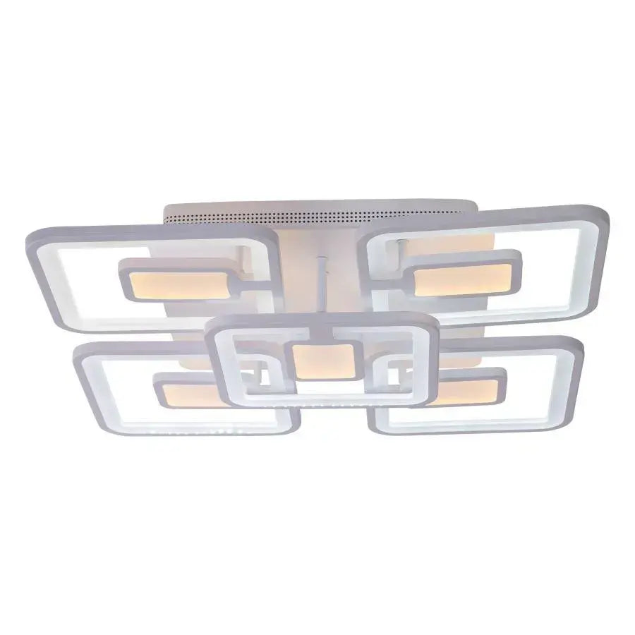 Lustra LED cu telecomanda FELIX, 107W, 5 Patrate, lumina Rece/Calda/Neutra, Dimabila, Alb