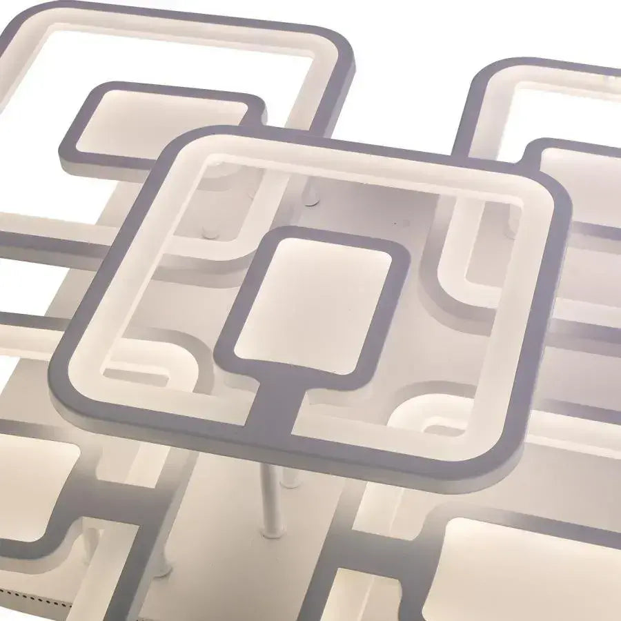 Lustra LED cu telecomanda FELIX, 107W, 5 Patrate, lumina Rece/Calda/Neutra, Dimabila, Alb