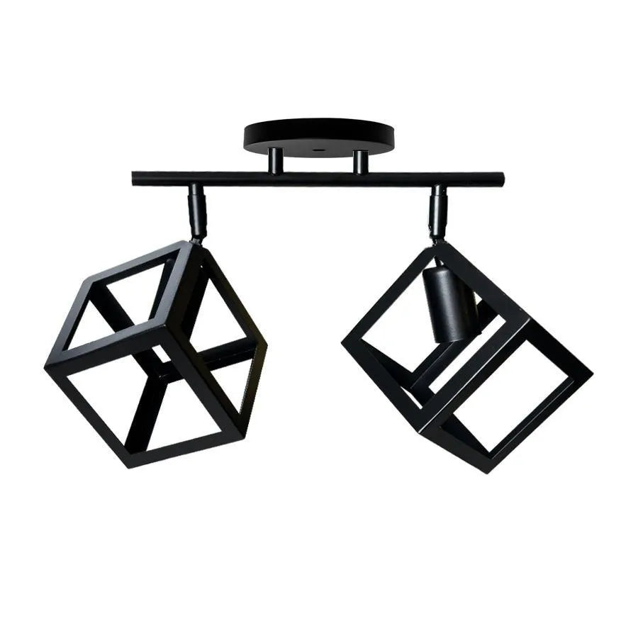 Lustra Forma Cub, STRUKTUR Duo, 2xE27, Negru, Metal