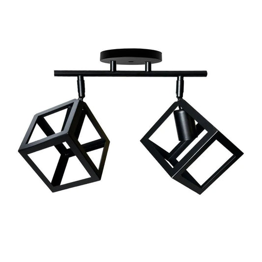 Lustra Forma Cub, STRUKTUR Duo, 2xE27, Negru, Metal
