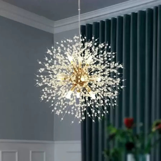 Candelabru Cristal Schönbrunn, 9x G9, Diametru 49cm, Auriu Lucios, Inaltime Reglabila