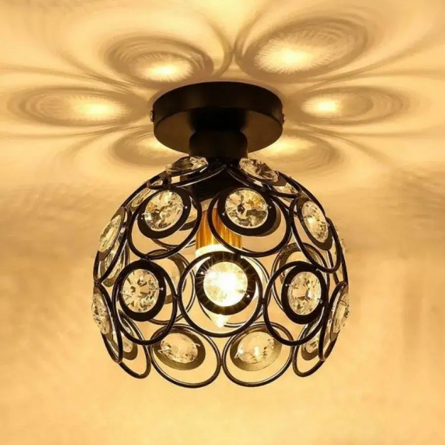 Lustra Vera, 1*E27, Negru, Metal si Cristal