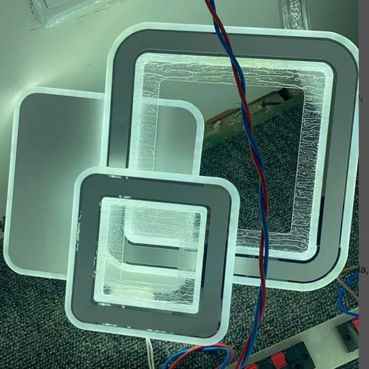 Lustra LED SQUARE, 34W, 3 Patrate, lumina Rece/Calda/Neutra, Alb