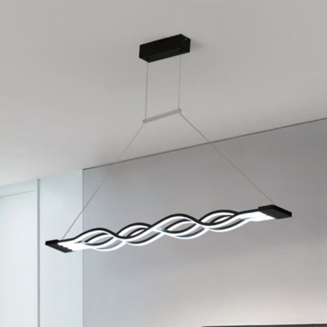 Lustra LED suspendata cu telecomanda WAVE, 76W, 4 Cercuri, lumina Rece/Calda/Neutra, Dimabila, Negru, Inaltime Reglabila