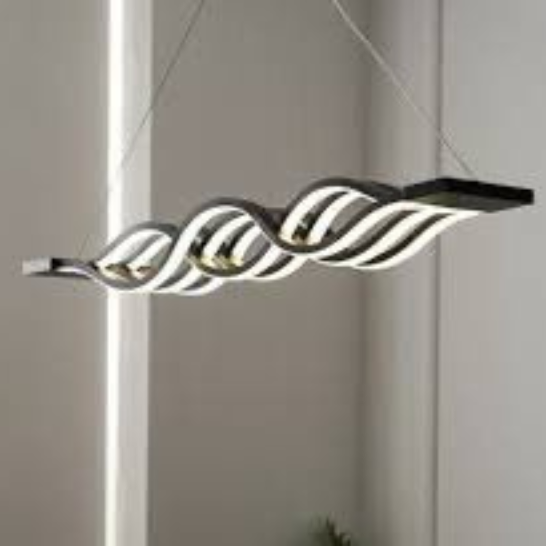 Lustra LED suspendata cu telecomanda WAVE, 76W, 4 Cercuri, lumina Rece/Calda/Neutra, Dimabila, Negru, Inaltime Reglabila