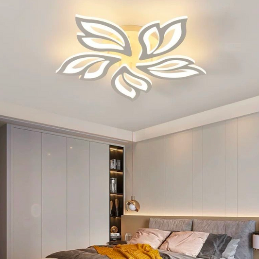 Lustra LED cu telecomanda LILY, 75W, 5 Elemente, lumina Rece/Calda/Neutra, Dimabila, Alb